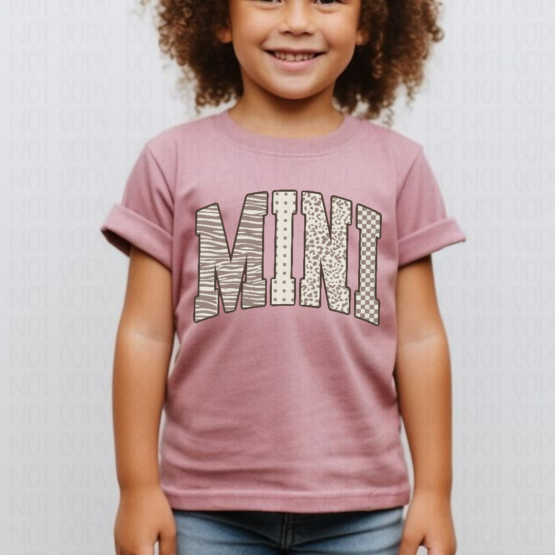 Mini light brown zebra polkadot leopard and checkered filled arched (Crafti) DTF Transfer