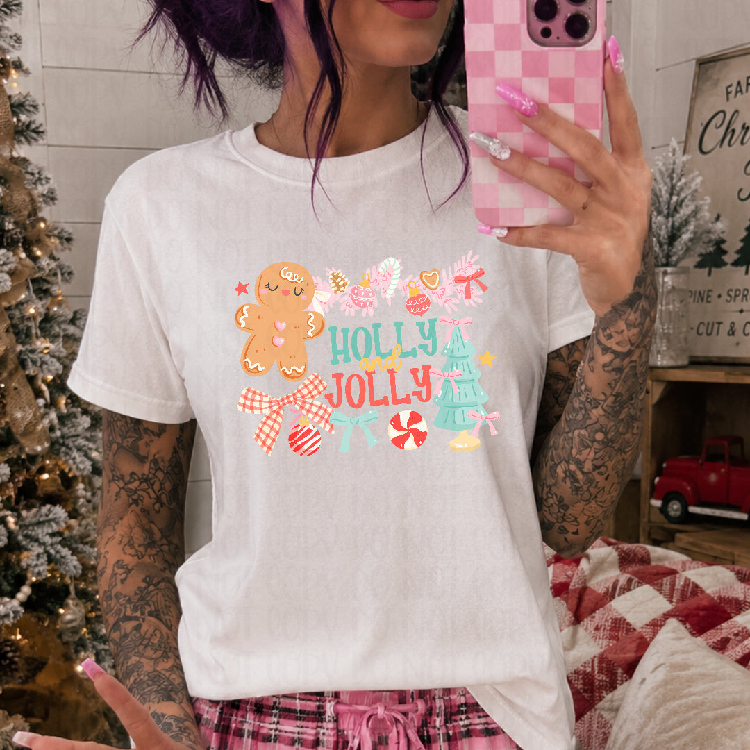 Holly and Jolly gingerbread garland and tree (Scarlow) DTF Transfer