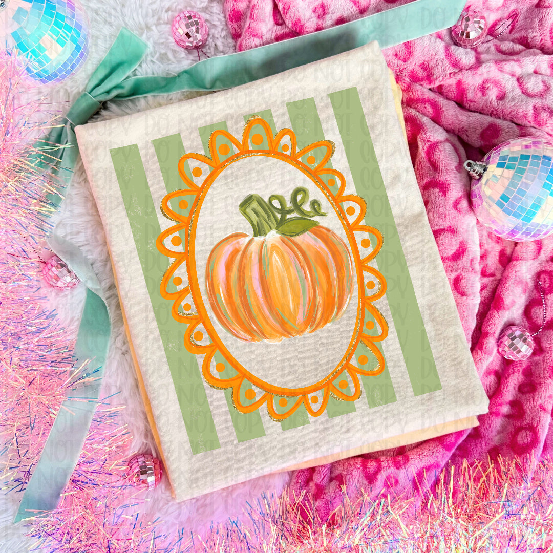 Pumpkin with frame and orange stripes (Crafti) DTF Transfer