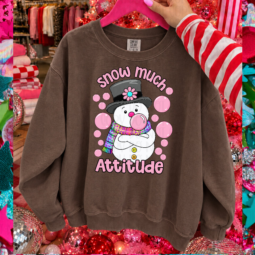 Snow much attitude snowman blowing bubble (Ink) DTF
