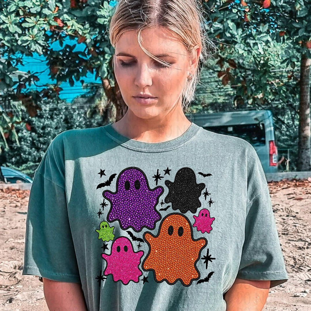 Colorful rhinestone ghosts (Texan) DTF Transfer