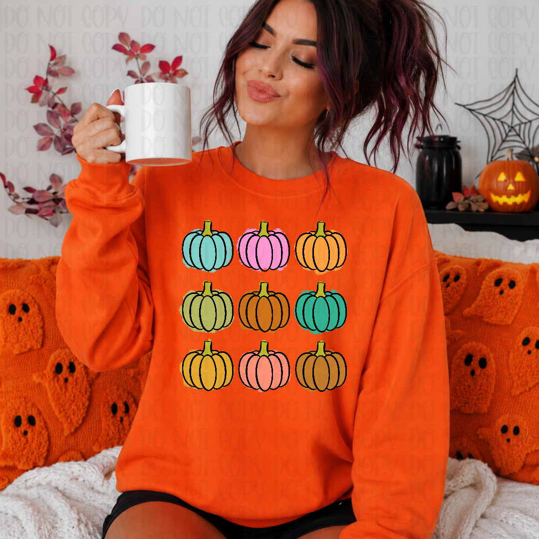 Colorful pumpkin grid DTF transfer