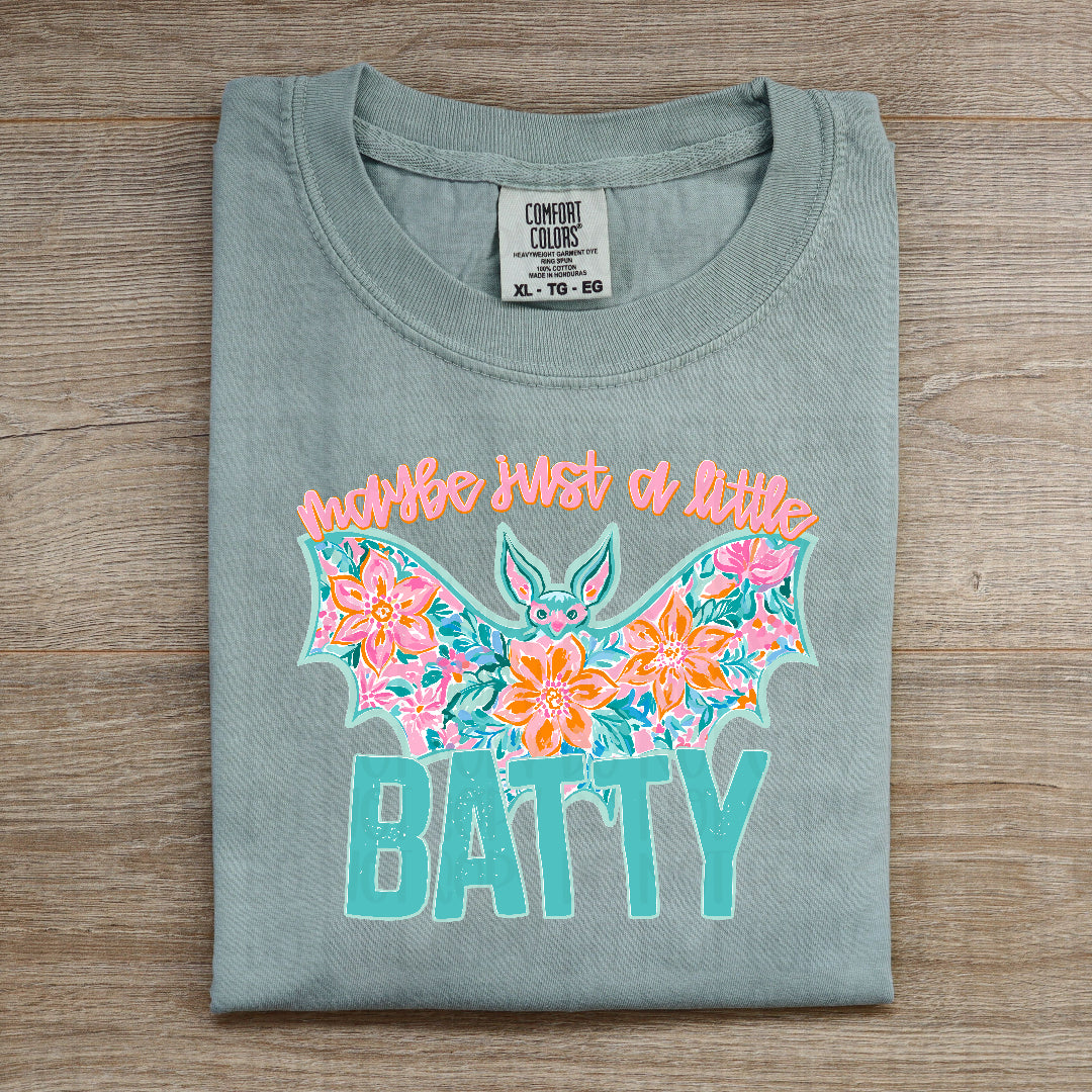 Maybe just a little batty floral bat (Kayndi) DTF transfer
