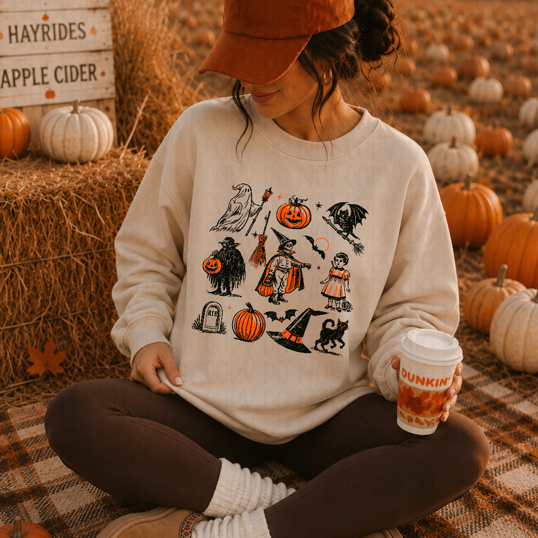 Spooky Halloween collage orange and black (Saved) DTF Transfer