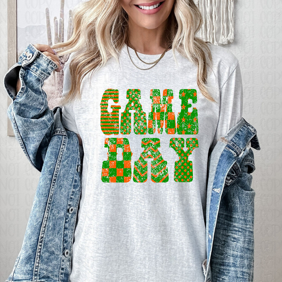 Game day distressed green and orange (Crafti) DTF