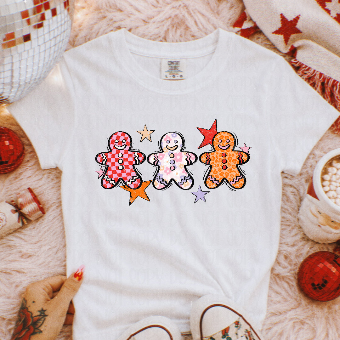 Gingerbread trio with stars (Scarlow) DTF Transfer