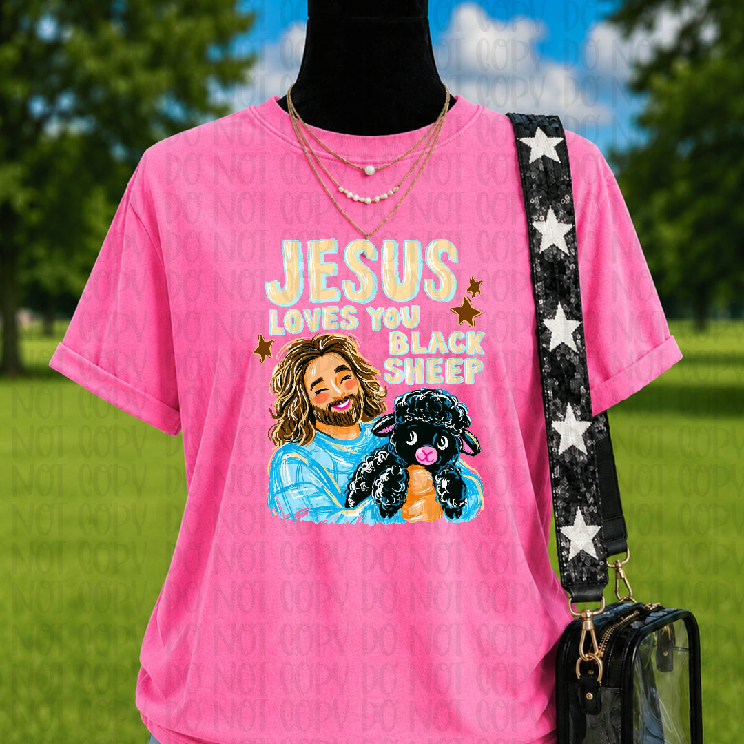 Jesus loves you black sheep (SSD) DTF Transfer