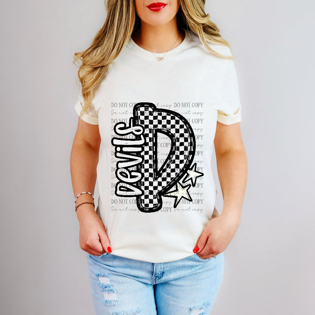 devils checker crush initial (Caplinger) DTF Transfer