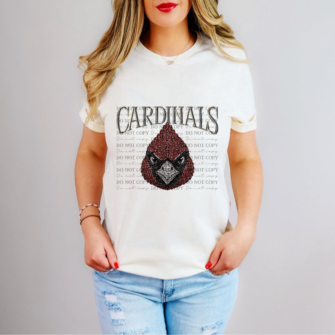 cardinals red head bling mascots (kayndi) DTF transfer