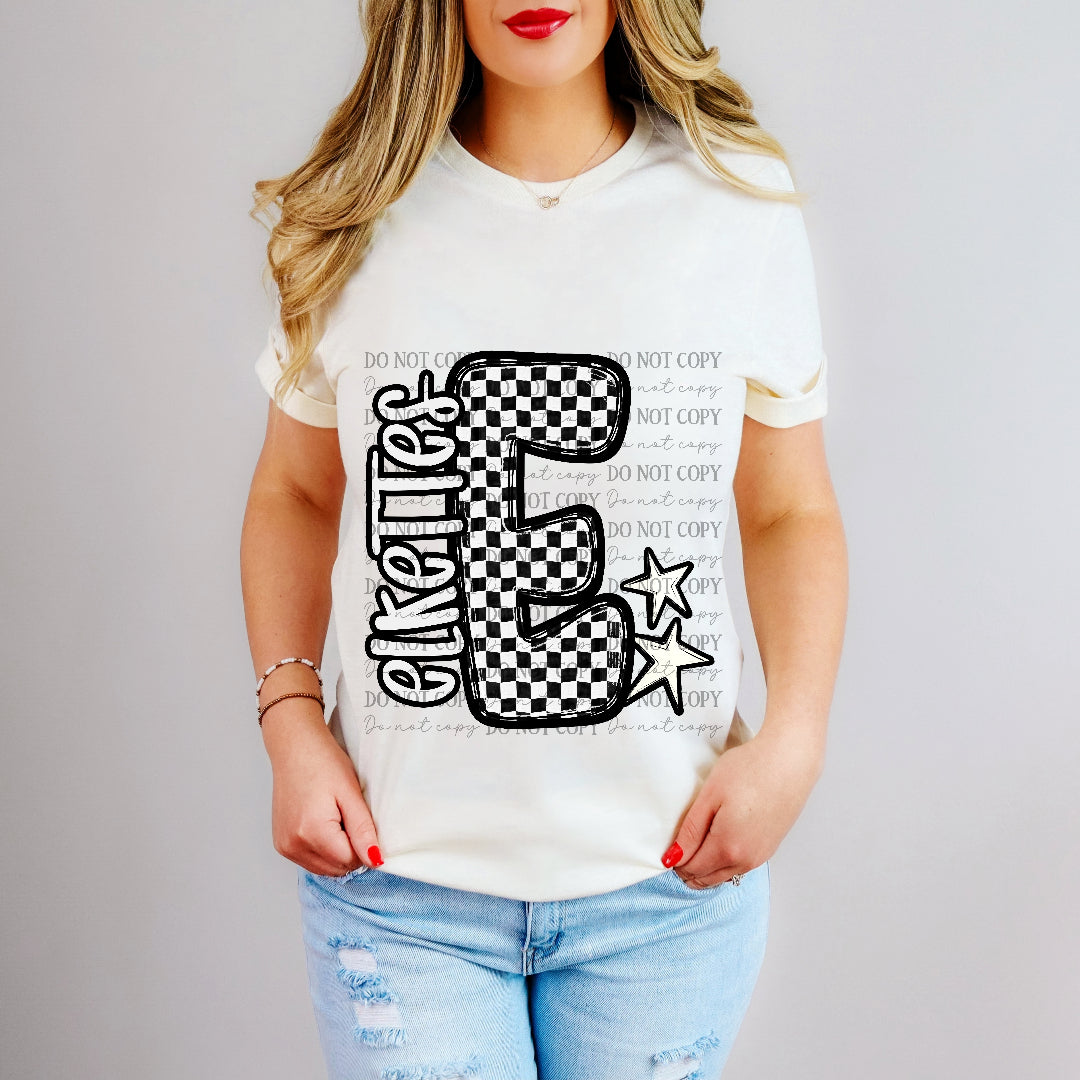 elkettes checker crush initial (Caplinger) DTF Transfer