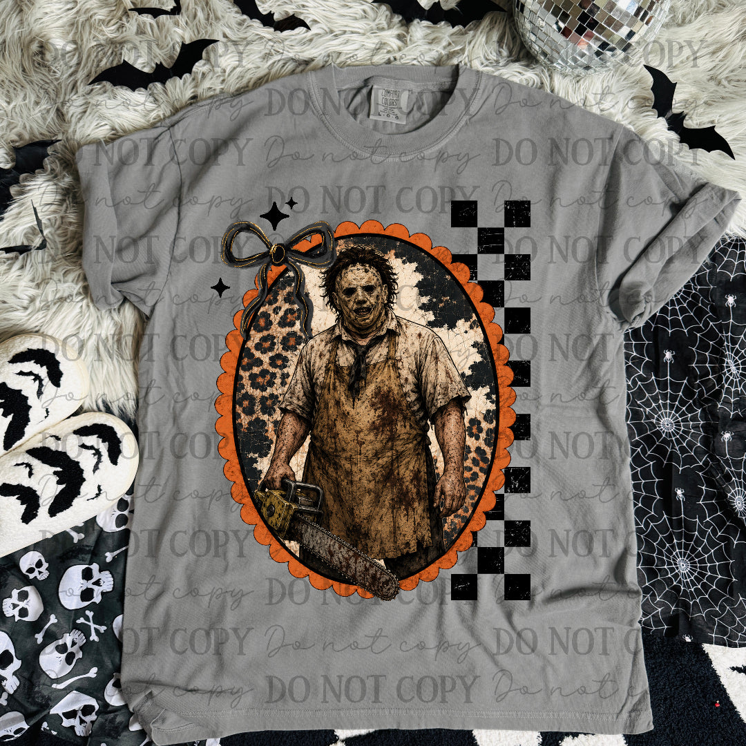 Leather Face orange oval frame (STD) DTF Transfers