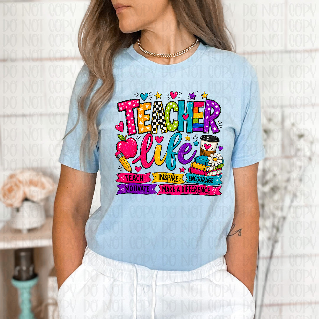 Teacher life colorful Sunday Special DTF transfer