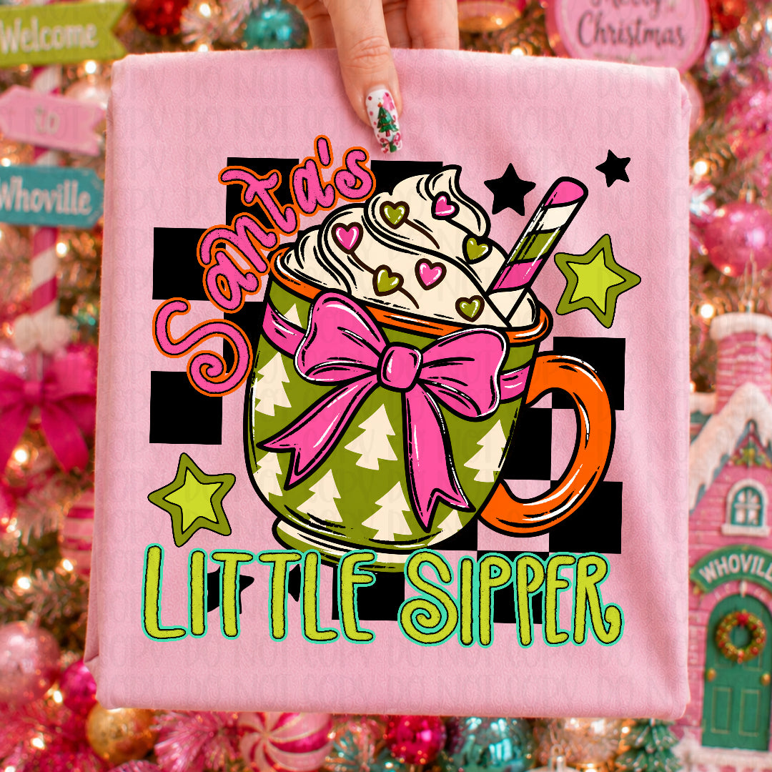 Santa's little sipper (CST) DTF Transfer