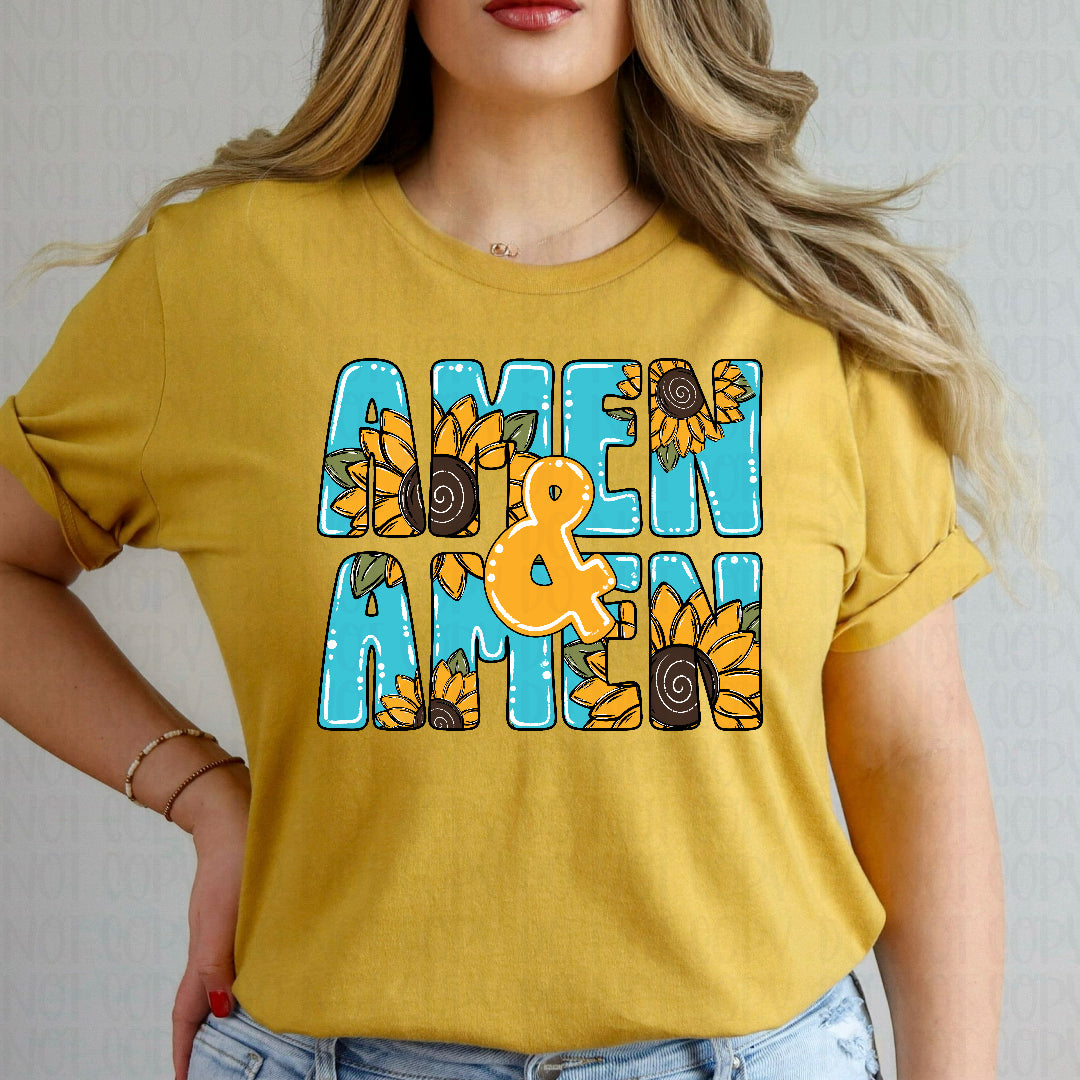 Amen & amen blue sunflower filled (CST) DTF Transfer