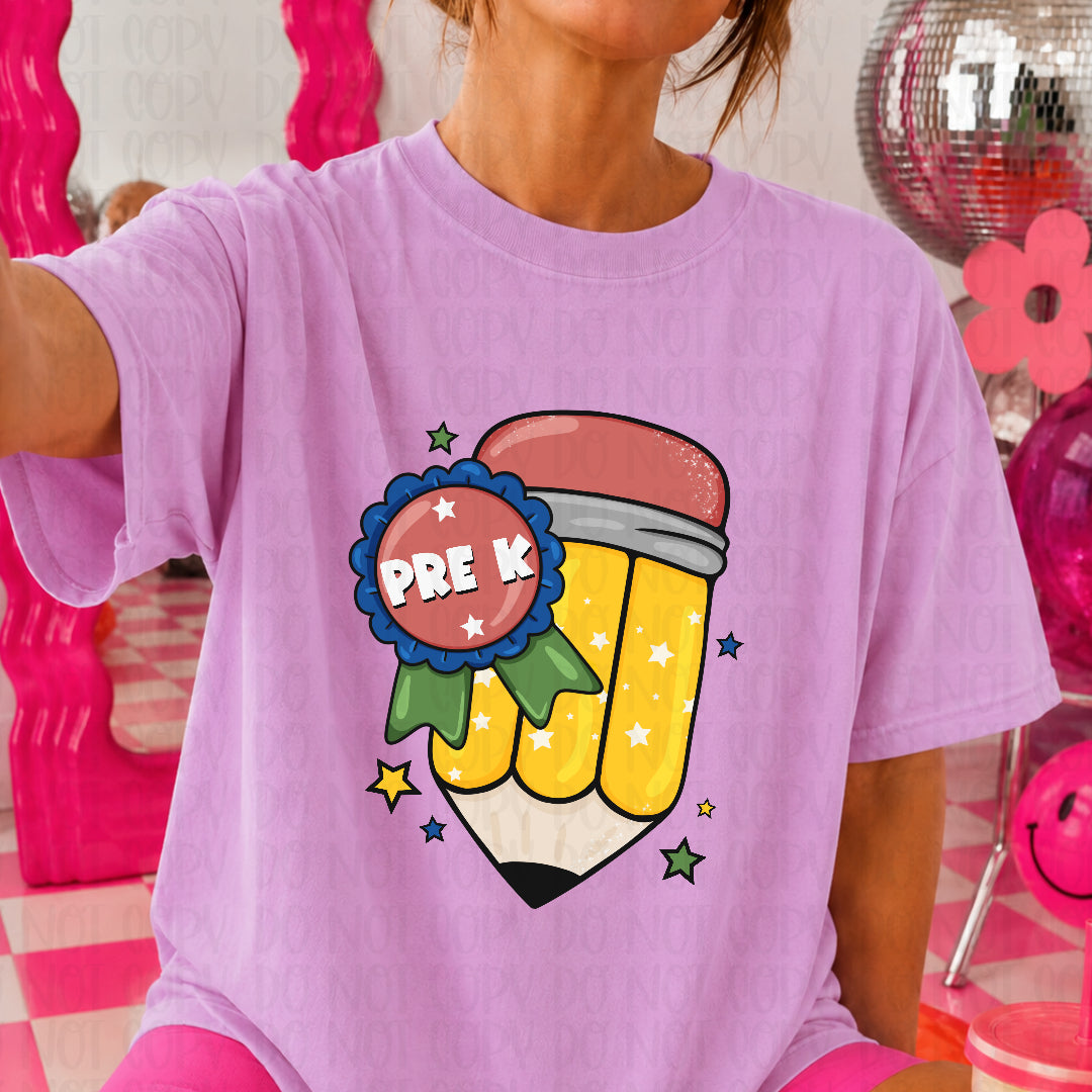 Pre-K ribbon and pencil (Mymark) DTF Transfer
