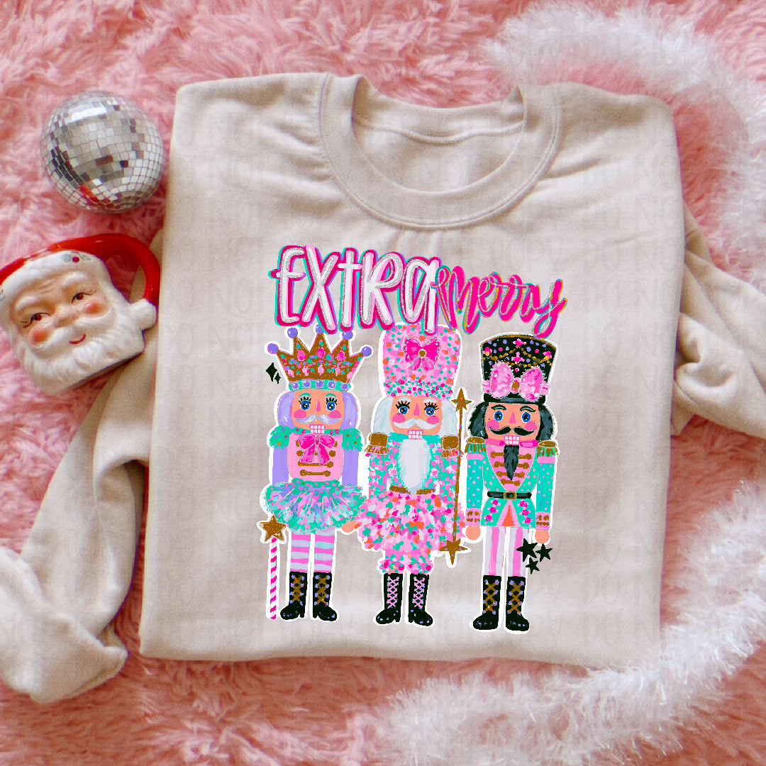 Extra merry pink nutcracker trio (Saved) DTF Transfer