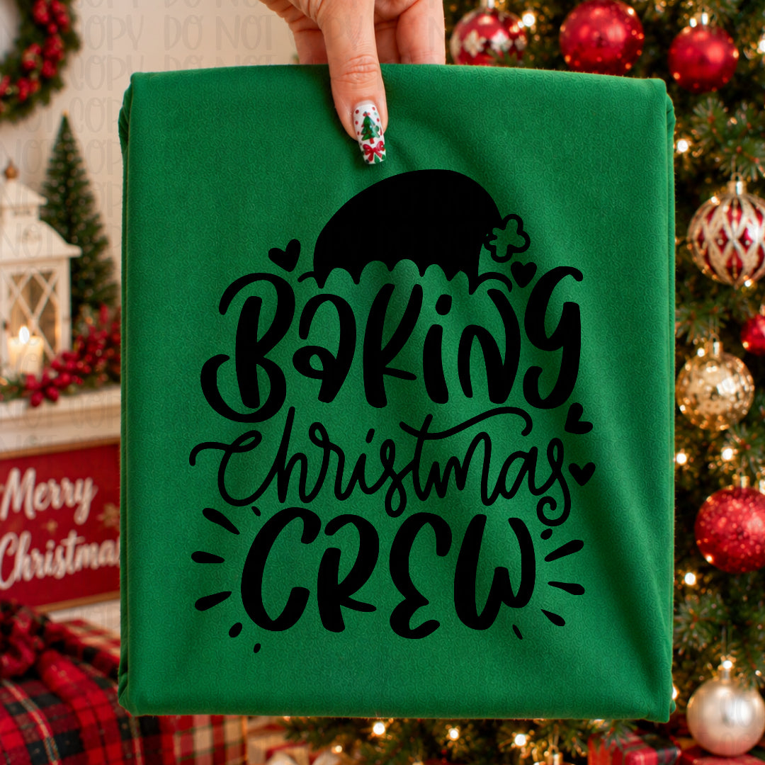 Baking Christmas crew with Santa hat BLACK (Wildflower) DTF Transfer