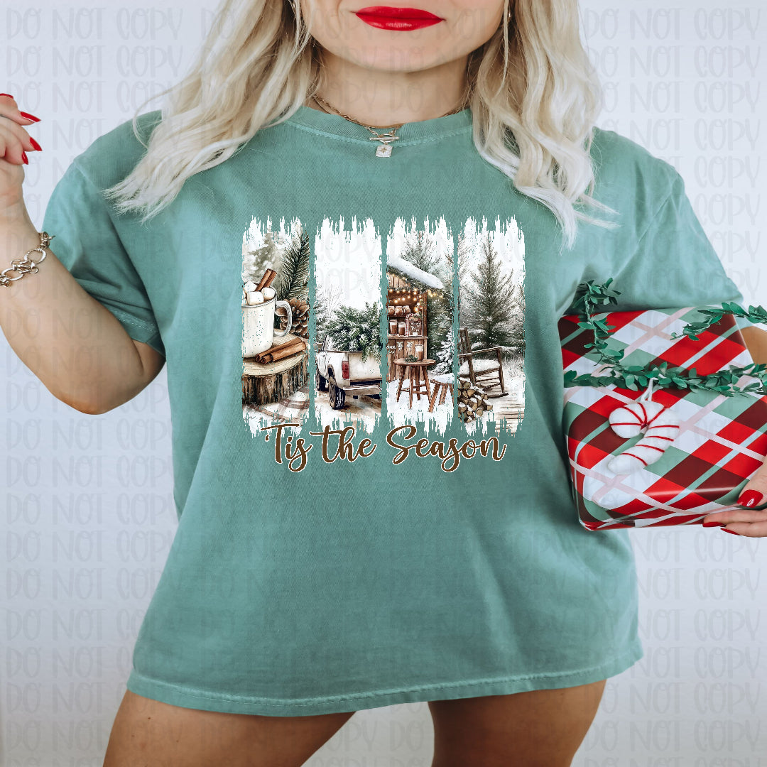 Tis the season white brushstrokes DTF transfer
