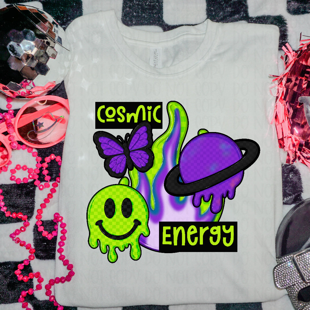 Cosmic energy green and purple (Ink) DTF transfer