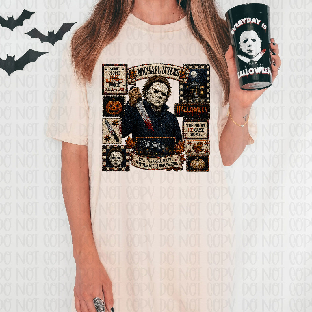Evil wears a mask faux quilt (JM) DTF transfer