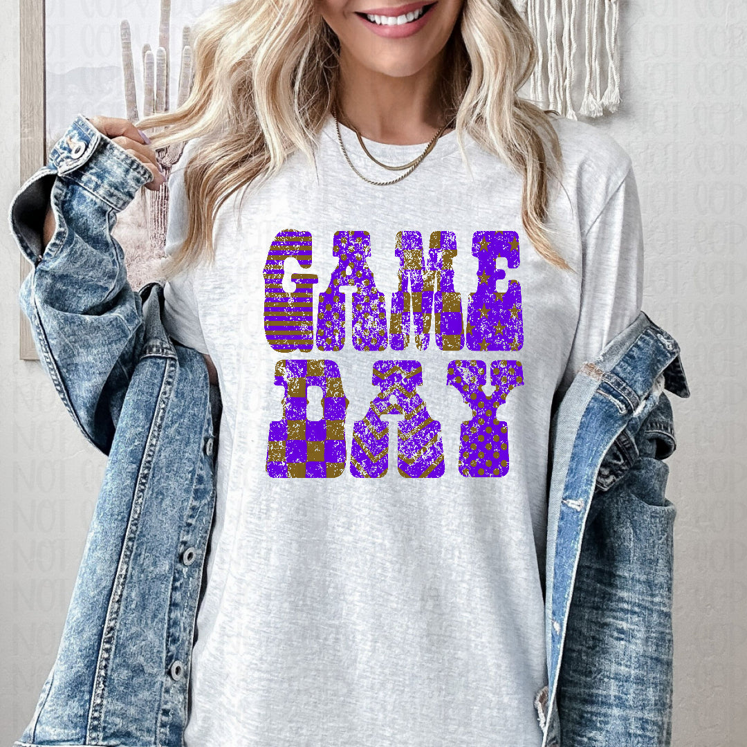 Game day distressed purple and brown (Crafti) DTF