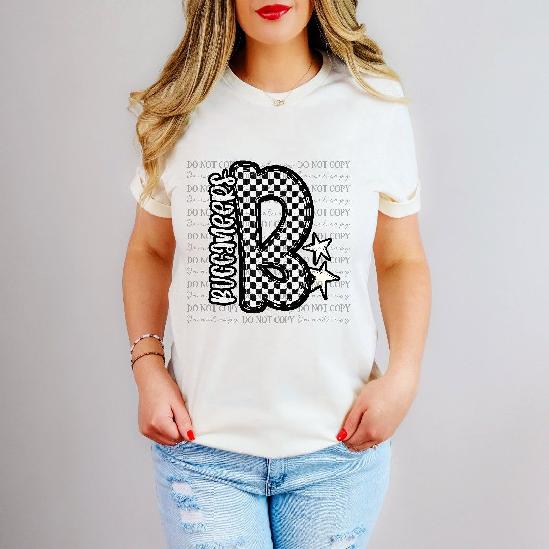 buccaneers checker crush bw inital (caplinger) DTF Transfer