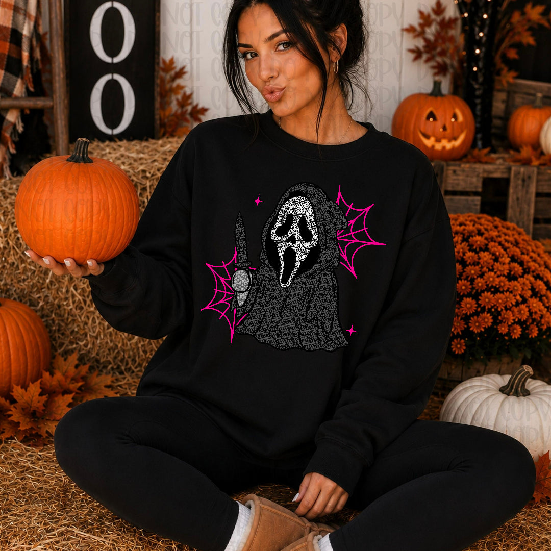 GF faux lace with pink spiderwebs (JM) DTF transfer