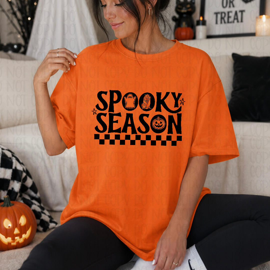 Spooky season BLACK checkered underline (OHDD) DTF transfer