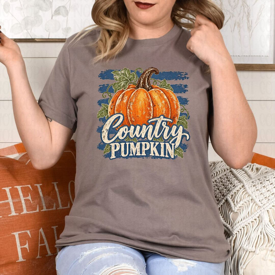 Country pumpkin blue stripes (Texas Gal) DTF Transfer