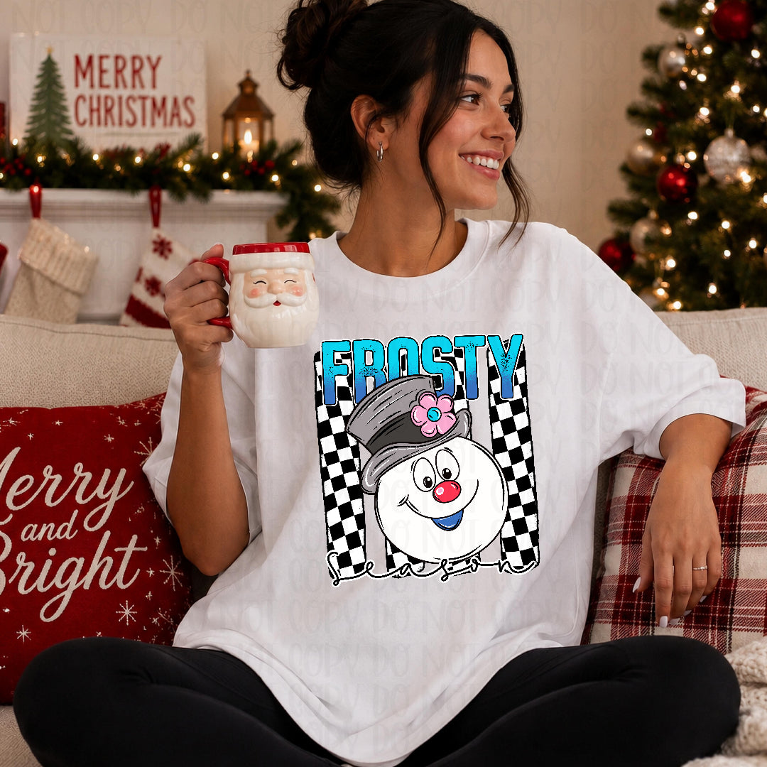 Frosty season black and white checkered stripes (C's) DTF Transfer