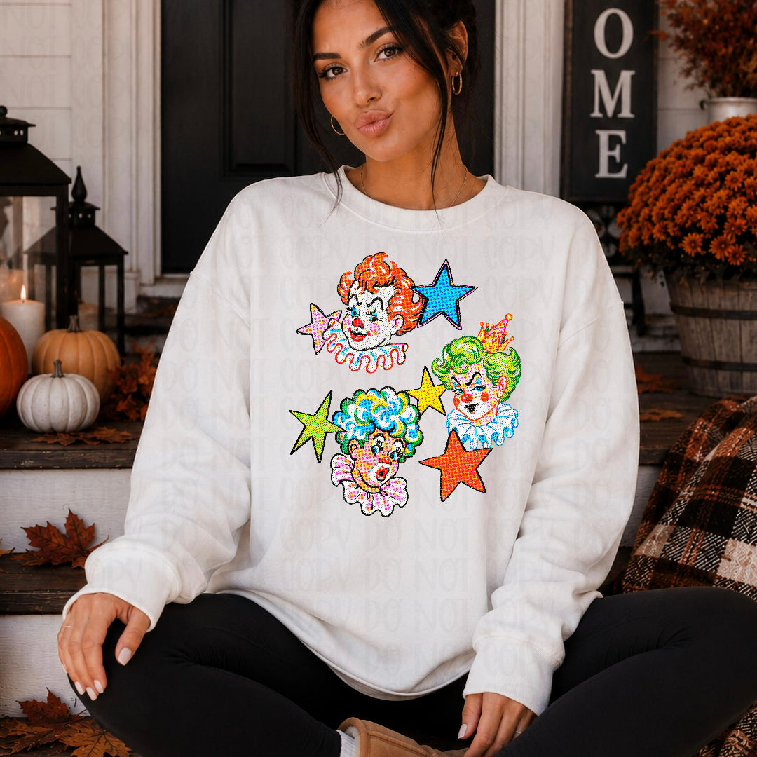 Colorful clown trio with stars (Scarlow) DTF Transfer