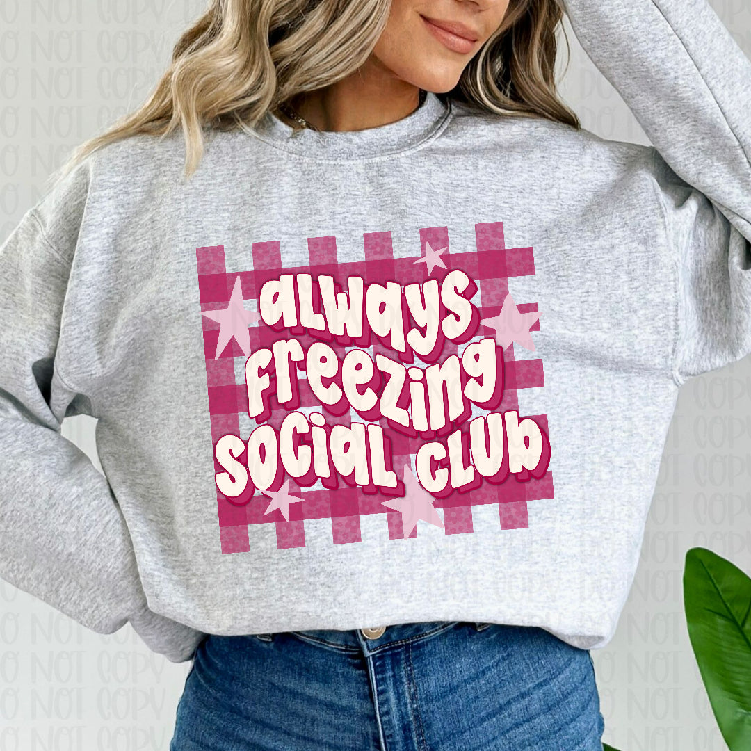 Always freezing social club pink gingham (Scarlow) DTF Transfer