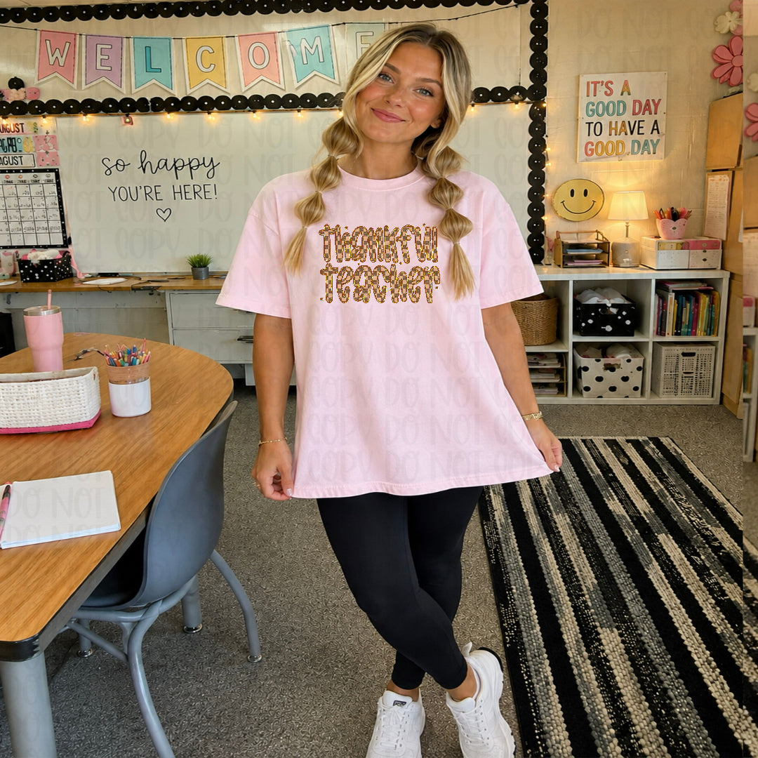 Thankful teacher brown checker (Scarlow) DTF Transfer