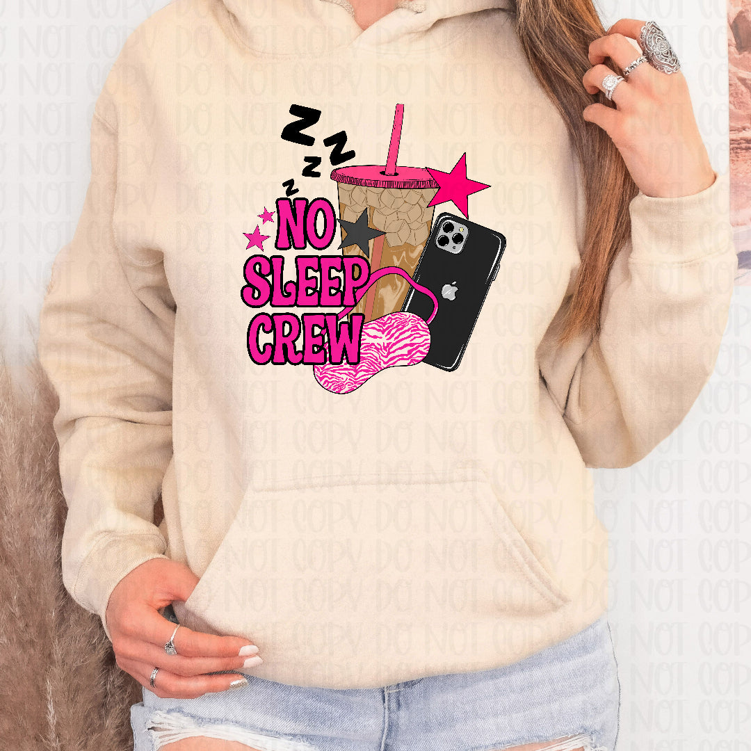 No sleep crew PINK (Ink) DTF Transfer