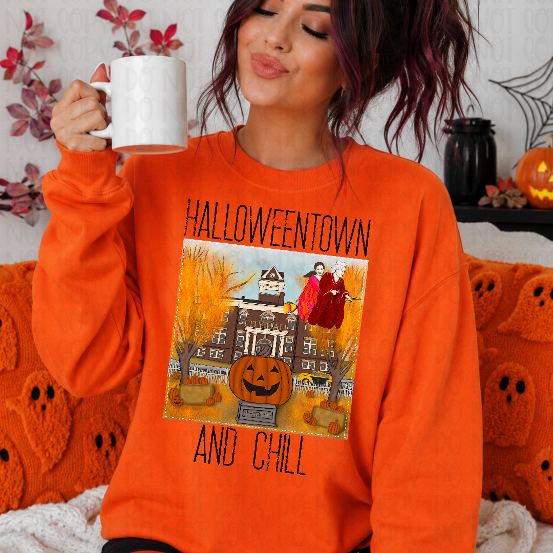 Halloweentown and chill low heat screen print transfer