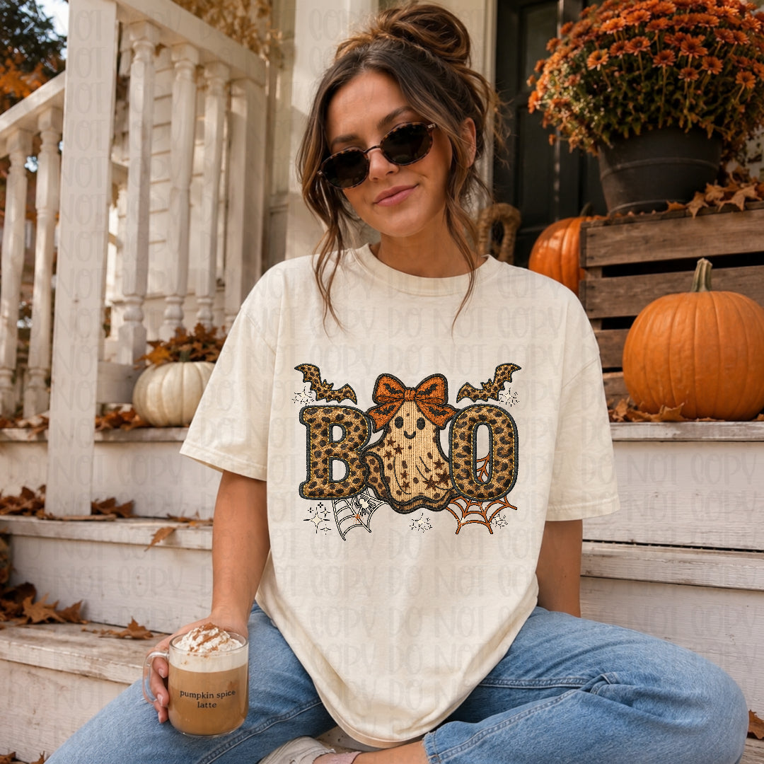 Boo leopard with ghost Sunday Special DTF transfer