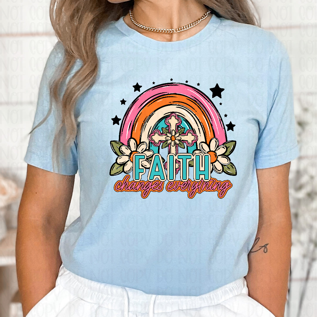 Faith changes everything rainbow and cross (CST) DTF Transfer