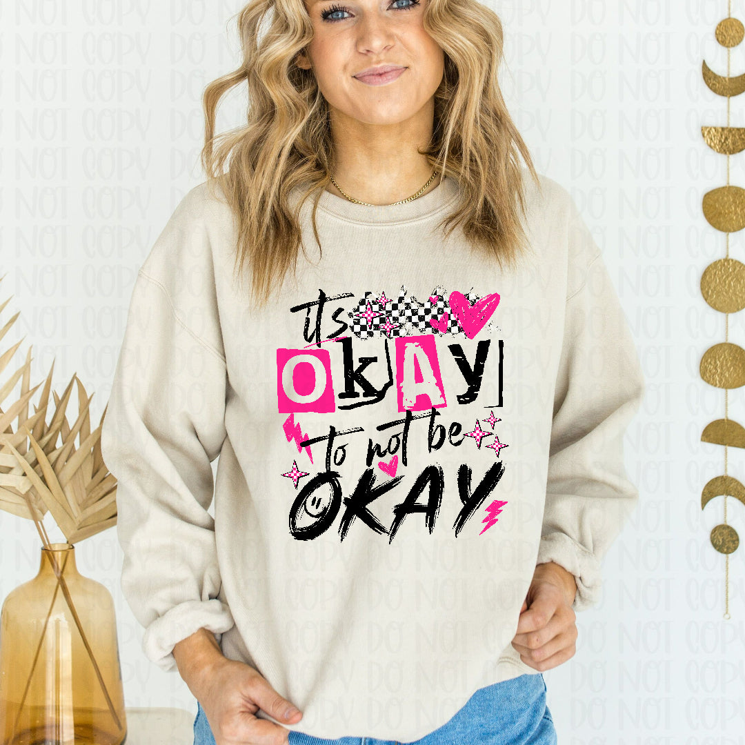 It's okay to not be okay heart black words (Texan) DTF transfer