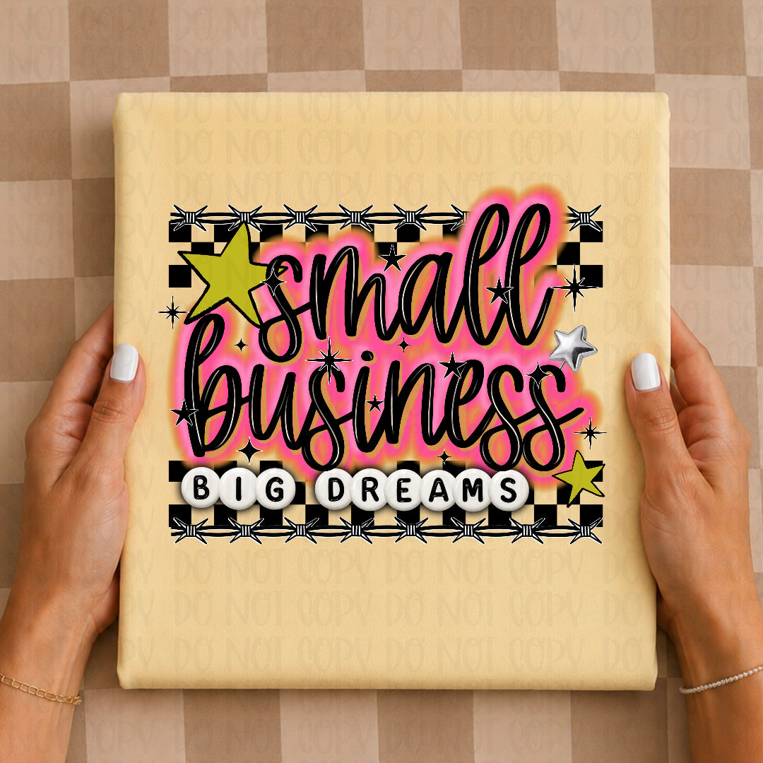 Small business big dreams faux airbrush and beads (Scarlow) DTF Transfer