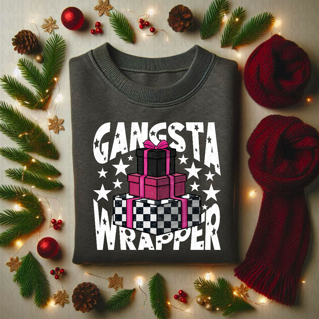 Gangsta wrapper presents stacked WHITE (Texan) DTF transfer