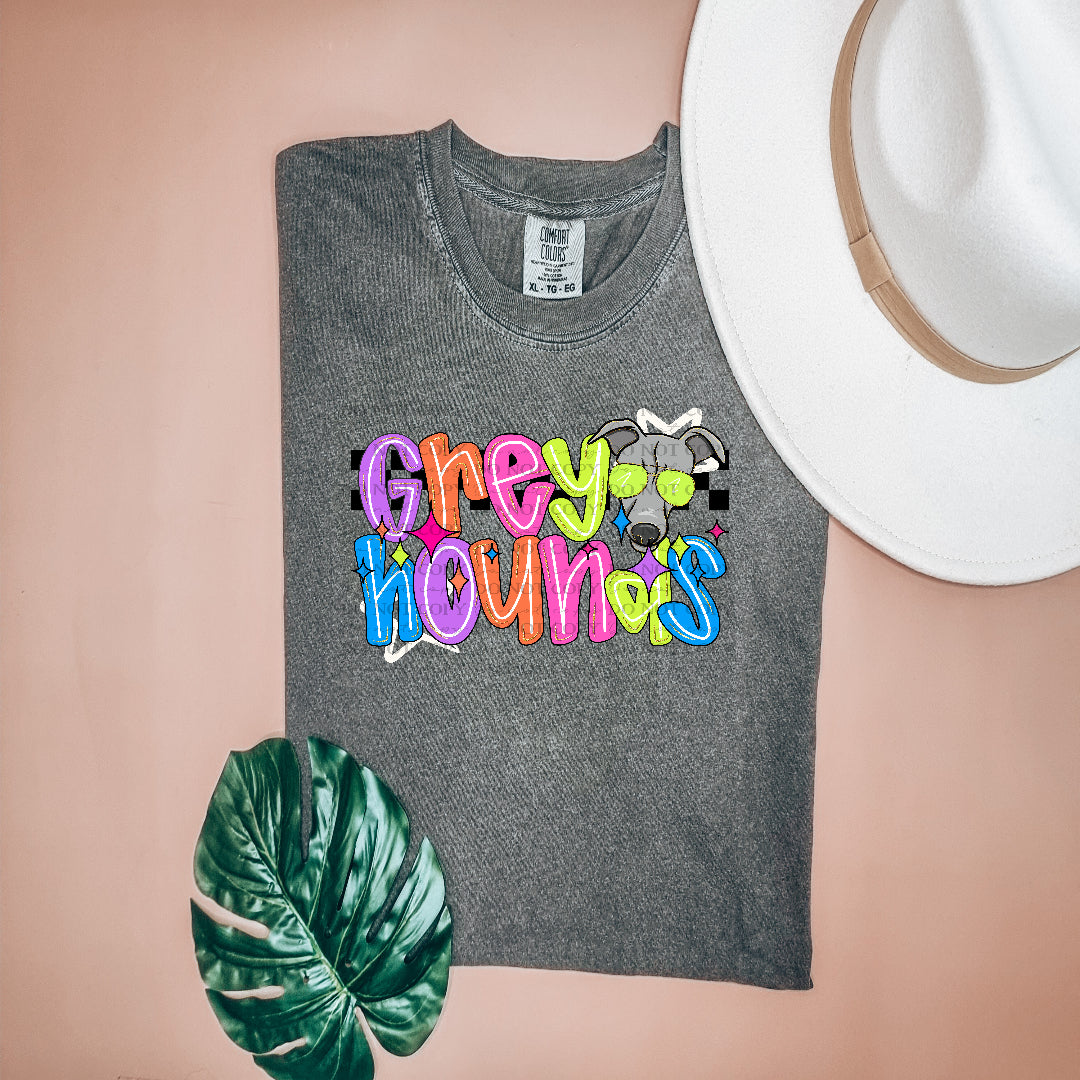 grey hounds mascot checker (dkdbk) DTF transfer