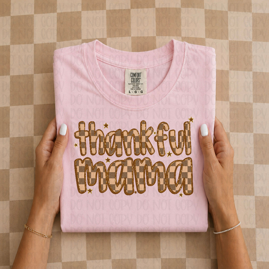 Thankful mama brown checker (Scarlow) DTF Transfer