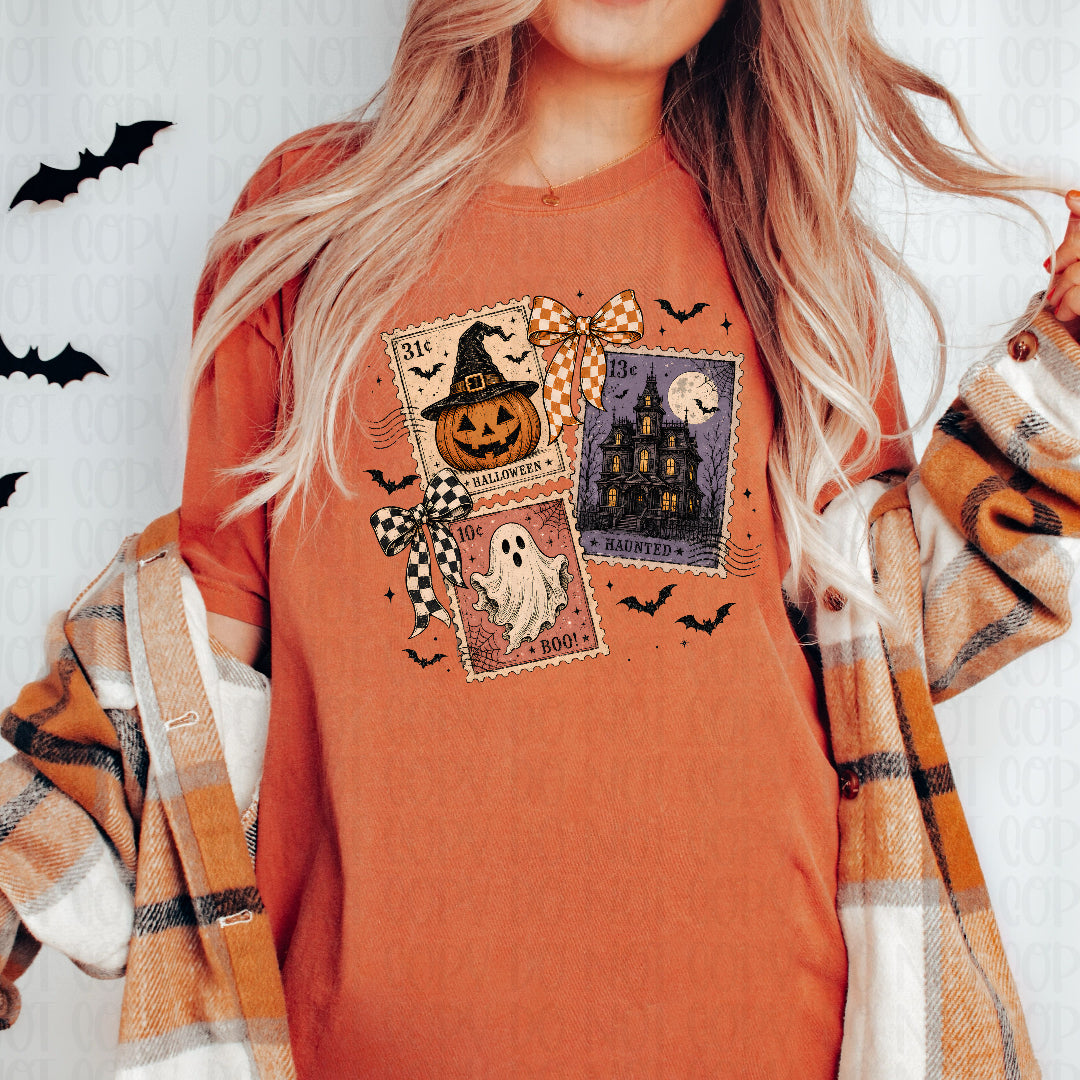 Halloween stamp trio with bows BLACK DTF Transfer