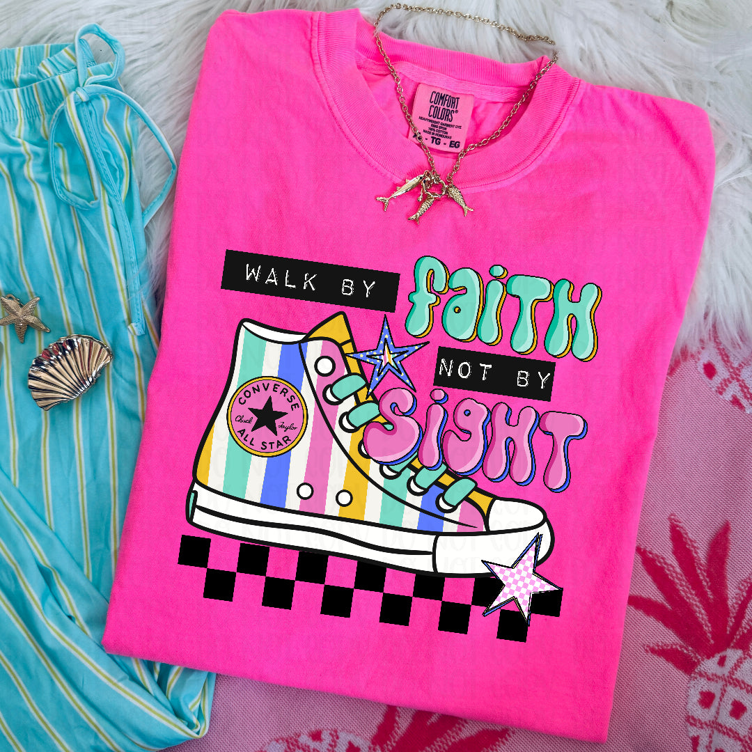 Walk by faith not by site shoe checkered (Carter) DTF Transfer