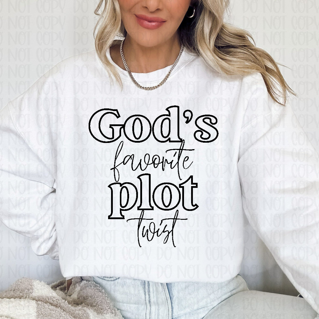 God's favorite plot twist BLACK (Ink) DTF transfer