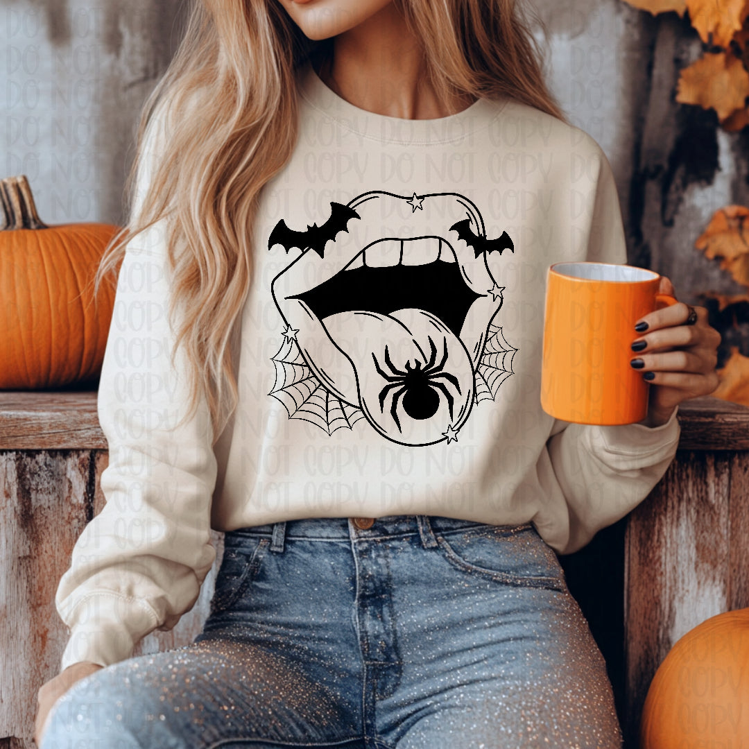 Spooky lips black outline (Unhinged) DTF Transfer