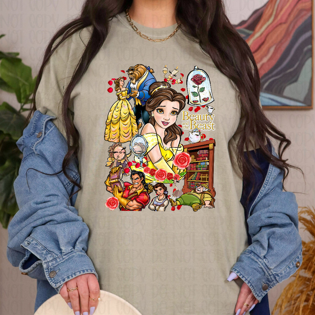 Yellow dress princess and beast collage (SSD) DTF Transfer
