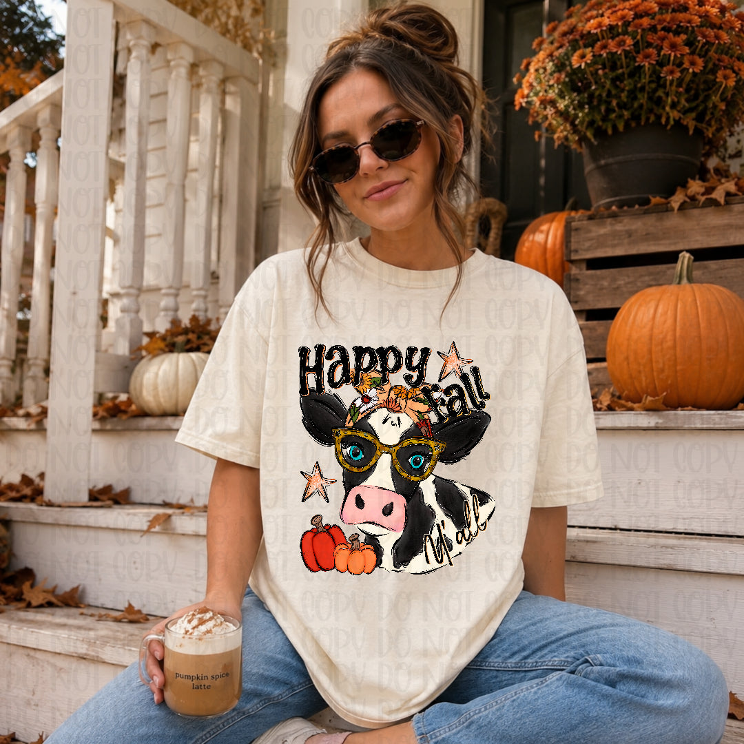 Happy fall cow DTF transfer