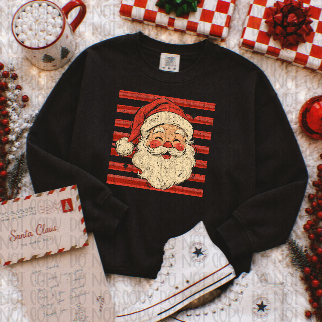 Vintage Santa head 1 red stripes (Scarlow) DTF Transfer