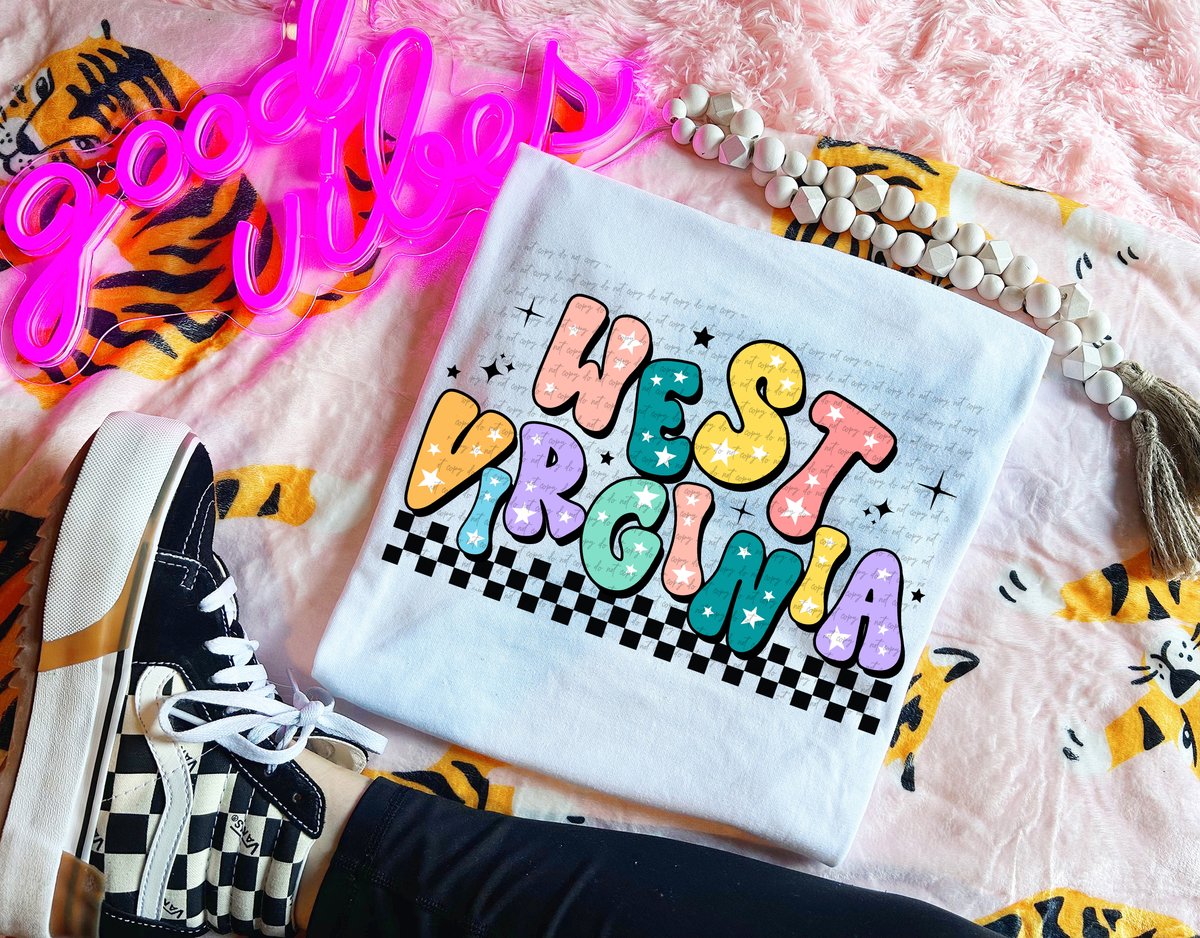 West Virginia Colorful Groovy Font 89192 DTF Transfer